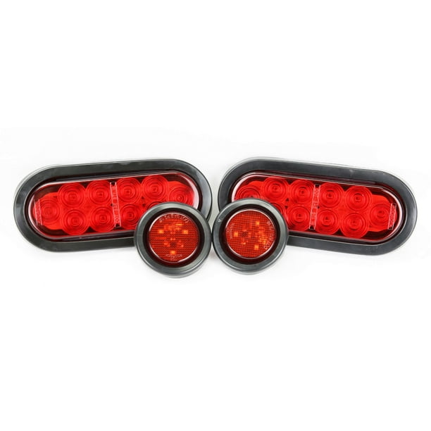 LED Dual Fender Lights 4" 7 Diodes Surface Amber & RED Marker lights LH & RH 2 